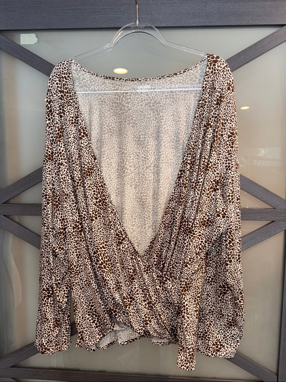 Lands' End Brown and White Leopard Print Top